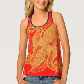 Classic Red Gold Dragon Tank Top