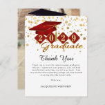 Classic Red Gold Graduation Photo Thank You Card