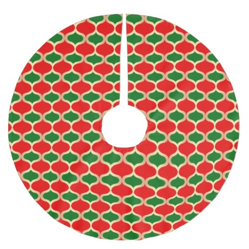 Classic Red Green and Faux Gold Ogee Pattern Brushed Polyester Tree Skirt