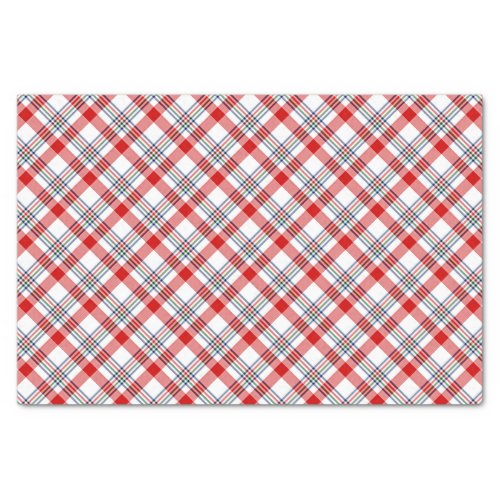 Classic Red Green Blue White Plaid Check Pattern Tissue Paper