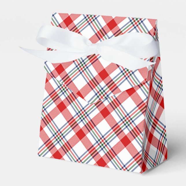 Classic Red Green Blue White Plaid Pattern Favor Boxes (Front Side)
