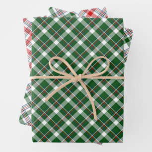 Classic Red Green Blue White Tartan Check Pattern Wrapping Paper Sheets