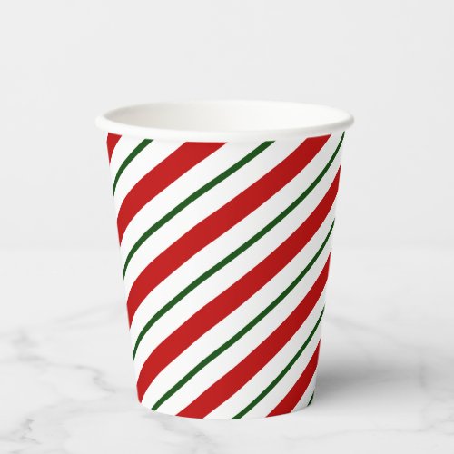 Classic Red  Green Candy Cane Stripes Christma Paper Cups