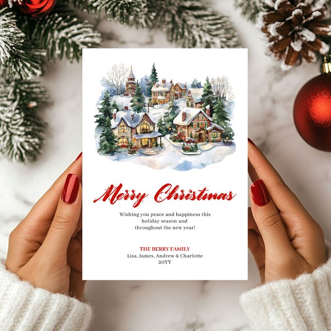 Classic Red Green Christmas Scene Greeting Card (Classic Red Green Christmas Scene Greeting Card)