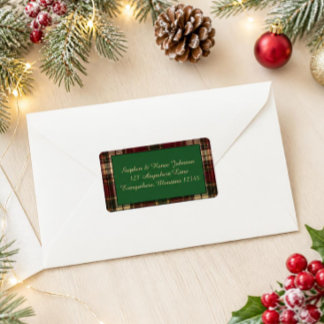 Classic Red & Green Christmas Tartan Plaid Label