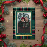 Classic Red Green Plaid Merry Christmas Photo Foil Holiday Card<br><div class="desc">Introducing our enchanting foil Christmas card, where timeless elegance meets the beauty of the season. The classic red & green tartan plaid background sets a captivating and elegant tone. Your favorite photo will shine, surrounded by a double foil and pine green frame that adds a touch of refinement. This traditional-inspired...</div>