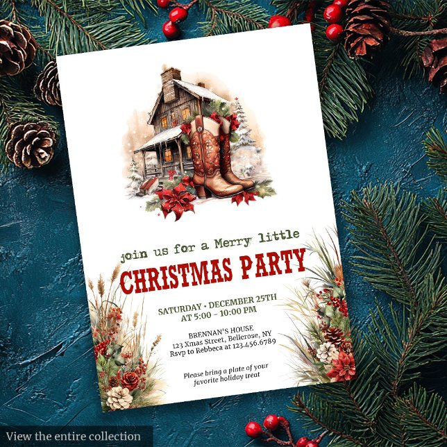 Classic red green ranch Christmas party invite (Classic red green ranch Christmas party invite

)