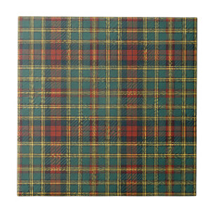 Classic Red & Green Scottish Tartan Plaid Pattern Ceramic Tile