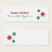 Classic Red Green Snowflake Holiday Gift Tags (Front & Back)