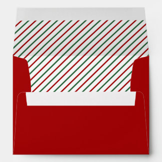 Classic Red Green Stripes Pattern Christmas Envelope
