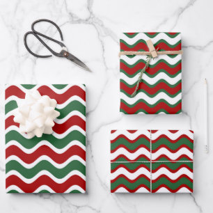 Classic Red Green Stripes Pattern Christmas Wrapping Paper Sheets