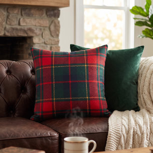 Classic Red Green Tartan Plaid Throw Pillow