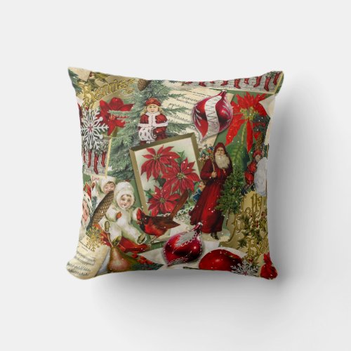 Classic Red  Green Victorian Christmas     Throw Pillow