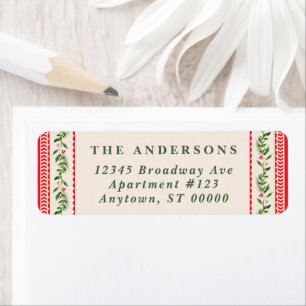 Classic Red & Green Vintage Return Adddress Label