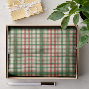 Classic Red Green Watercolor Plaid Art Pattern Tissue Paper
