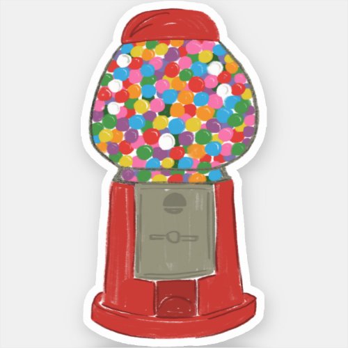 Classic Red Gumball Machine Candy Bubble Gum Sticker