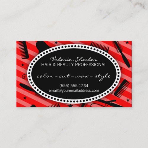 Classic Red Hair &amp; Beauty Coupon Business Card Template