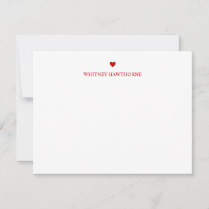 Classic Red Heart Stationery Love Simple Minimal Note Card