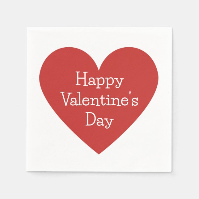 Classic Red Heart Valentine Message  Napkins (Front)