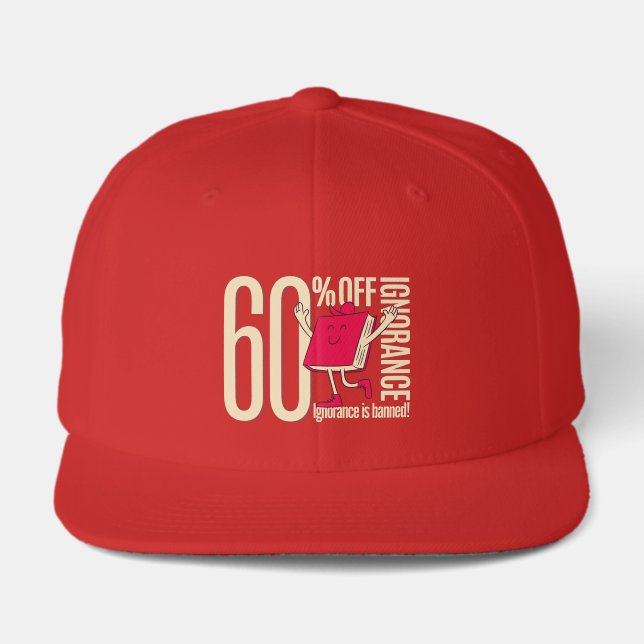 Classic Red Ignorance Banned 6 Panel Snapback Hat (Front)