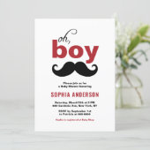Classic Red It's a Boy Mustache Baby Shower Invitation (Standing Front)