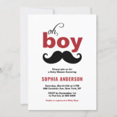 Classic Red It's a Boy Mustache Baby Shower Invitation (Front)