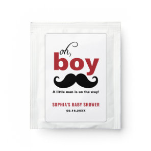 Classic Red It's a Boy Mustache Baby Shower Tea Bag Drink Mix