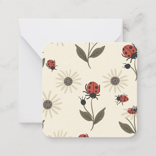 Classic Red Ladybug Charm Note Card (Front)