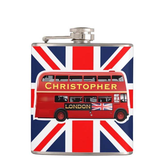 Classic Red London Bus Flask (Front)