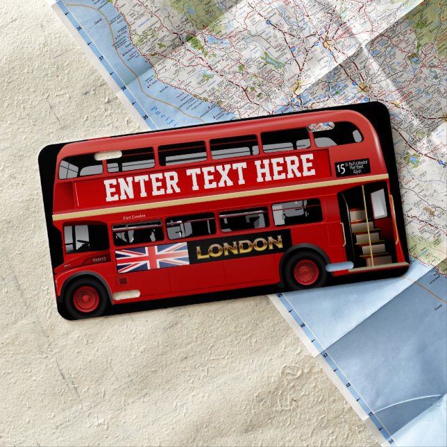 Classic Red London Bus License Plate (In Situ)