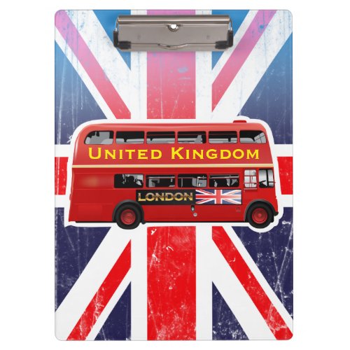Classic Red London Double_Decker Bus Clipboard