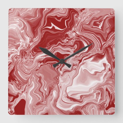Classic Red Marble Square Wall Clock