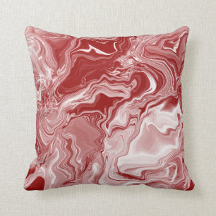 Classic Red Marble Throw Pillow