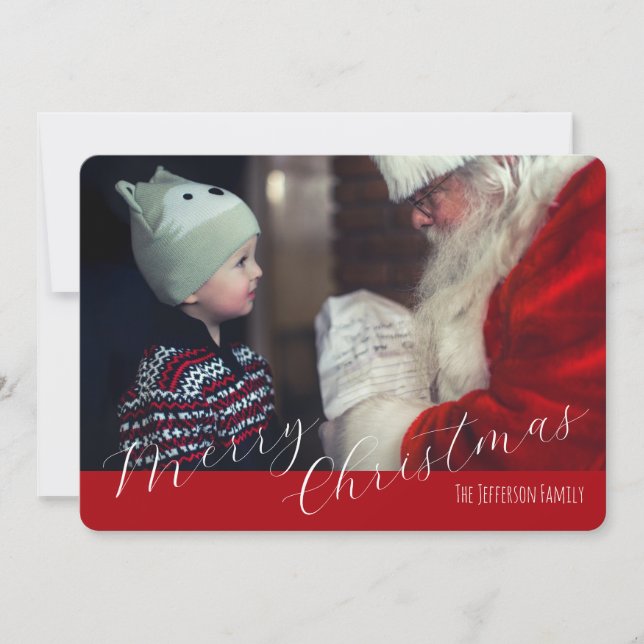 Classic Red Merry Christmas Holiday Card (Front)
