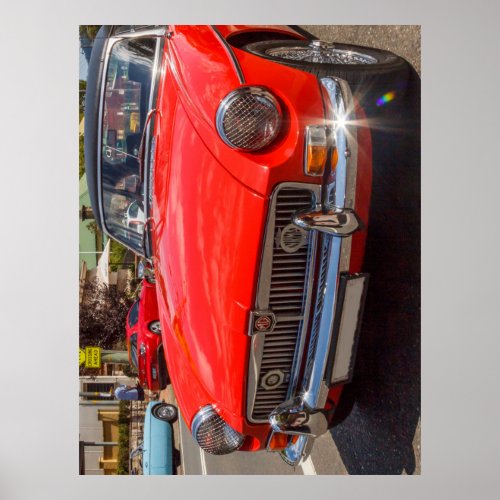 Classic red MGB roadster sports car Poster