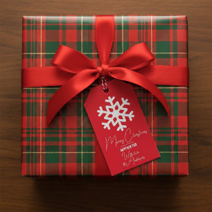 Classic Red Minimalist Snowflake Merry Christmas Gift Tags
