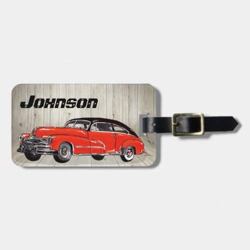 Classic Red Muscle Car _ Unique Automotive Luggage Tag
