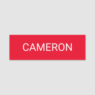 Classic Red Name Tag Magnetic or Pin Printed 3x1