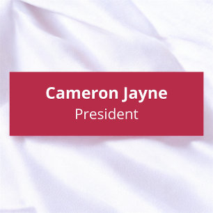 Classic Red Name Tag Pin or Magnetic Professional