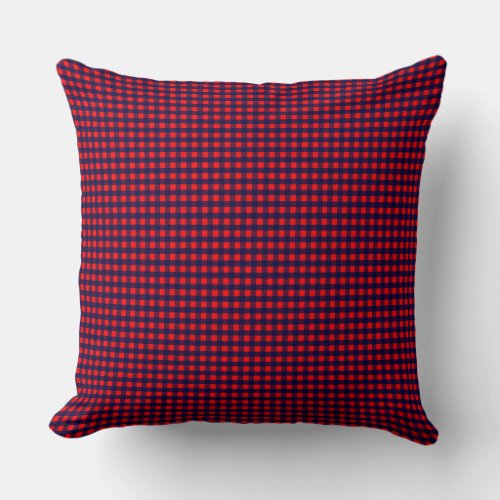 Classic Red Navy Blue Gingham Pattern Throw Pillow