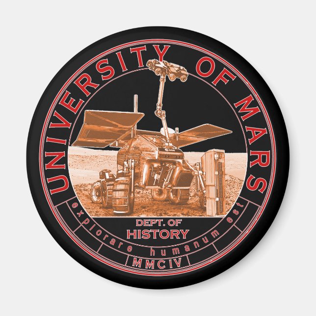 Classic Red Orange Black Logo Mars University Magnet (Front)