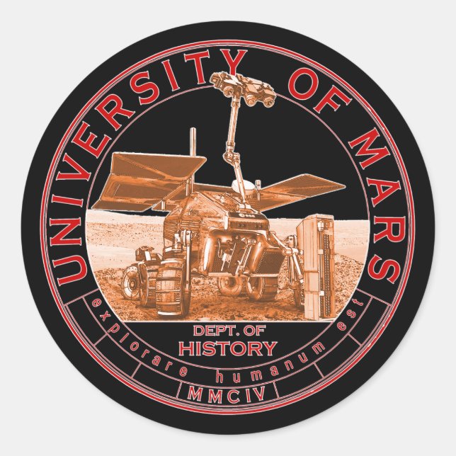 Classic Red Orange Logo Mars University Classic Round Sticker (Front)