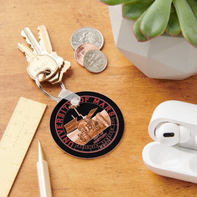 Classic Red Orange Logo Mars University Keychain (Desk)