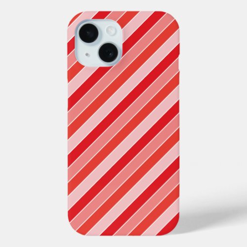 Classic Red Orange Pajama Stripes Pattern iPhone 15 Case