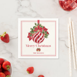 Classic Red Ornament Christmas Holiday Napkins