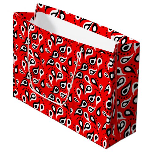 Classic Red Paisley Print Bandana Pattern Occasion Large Gift Bag