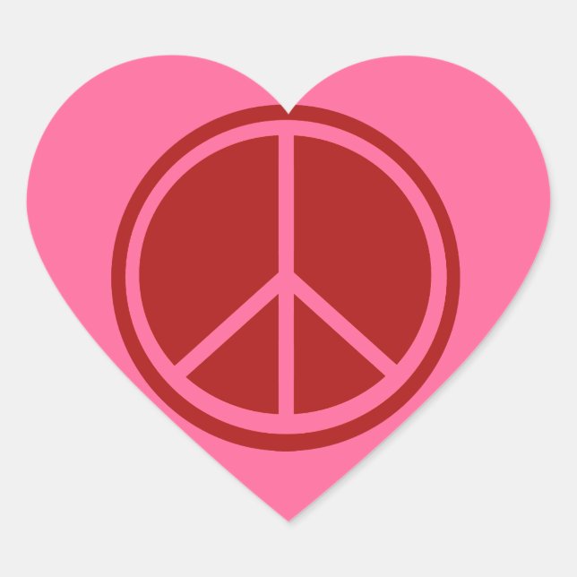 Classic Red Peace Sign Heart Sticker (Front)