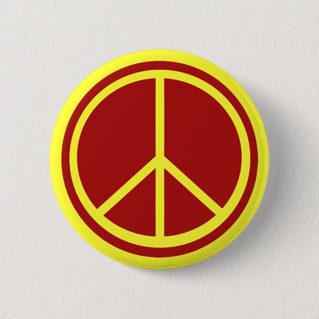 Classic Red Peace Sign Pinback Button (Front)