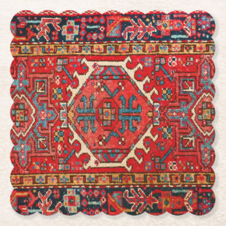 Classic Red Persian Oriental Rug Paper Coaster