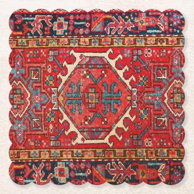 Classic Red Persian Oriental Rug    Paper Coaster (Front)